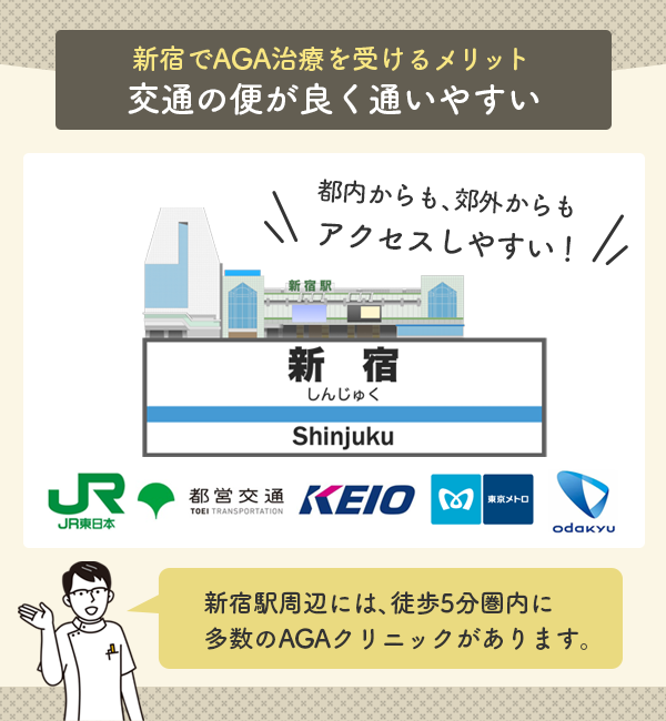 新宿は交通の便が良く通いやすい